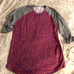 LulaRoe 3/4 Length Sleeve XL Wine / Gray / Orange